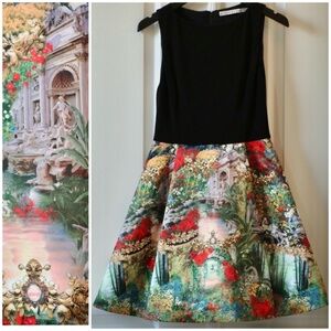 ALICE + OLIVIA Roman Holiday Print Box Pleated Dress